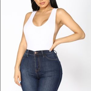 Fashion Nova White Ribbed Bodysuit